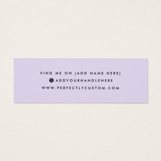 Paarse sociale mediaspotkaart mini visitekaartjes (Achterkant)