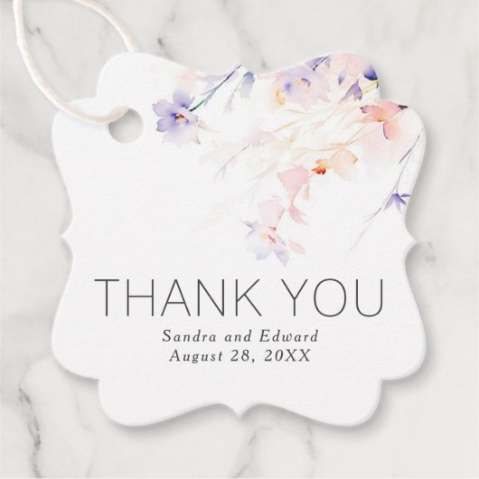 Paarse Soft Blush Elegant Flowers Bedankt Bedankjes Labels (Voorkant)