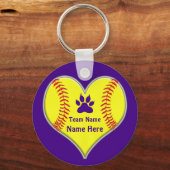 Paarse Softball Sleutelhanger met Big Cat PAW Logo (Voorkant)