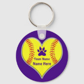 Paarse Softball Sleutelhanger met Big Cat PAW Logo (Achterkant)