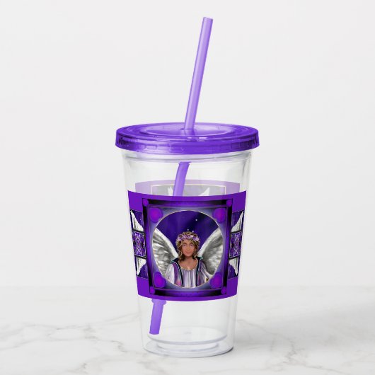 Paarse sol acryl drinkbeker (Achterkant)