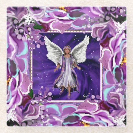 Paarse sol glazen onderzetter (Voorkant)