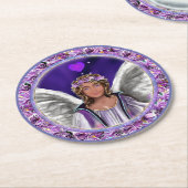 Paarse sol ronde kartonnen onderzetter (Gebogen)