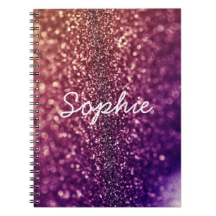 Paarse SOPHIE kristal glitter notebook Notitieboek