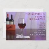Paarse Sophisticated Rode wijn verjaardagsfeestje Kaart (Voorkant)