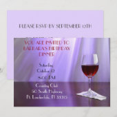 Paarse Sophisticated Rode wijn verjaardagsuitnodig Kaart (Voorkant / Achterkant)