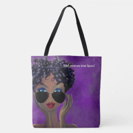 Paarse Sorority Black Art: Tote Bag