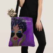 Paarse Sorority Black Art: Tote Bag (Dichtbij)