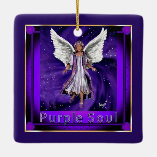 Paarse Soul Ceramic Ornament (Achterkant)