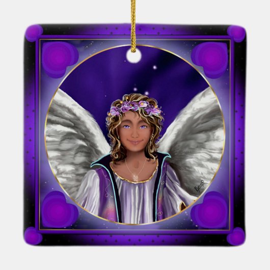 Paarse Soul Ceramic Ornament (Achterkant)