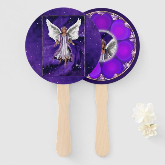 Paarse Soul Hand Fan Handwaaier (Voorkant en achterkant)