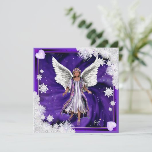 Paarse Soul kerstkaart (Staand voorkant)