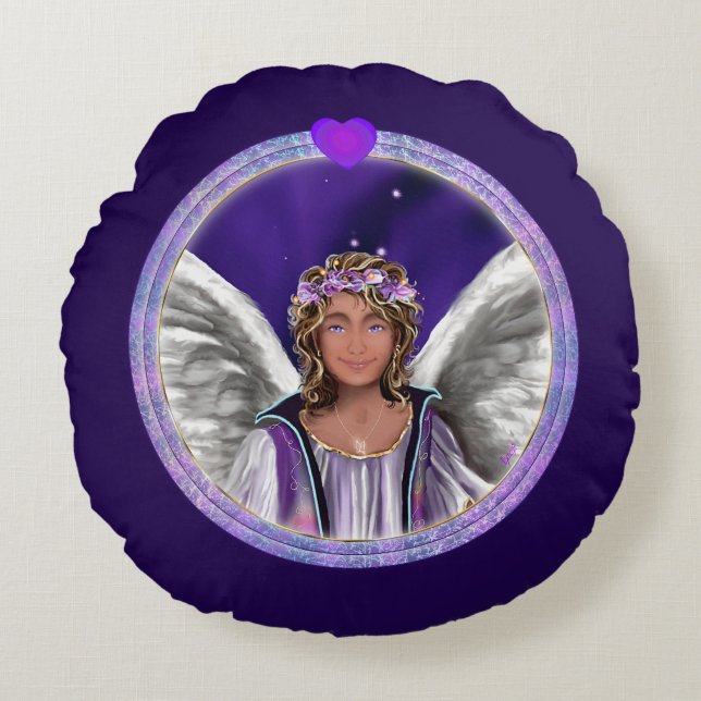 Paarse Soul Round Pillow Rond Kussen (Voorkant)