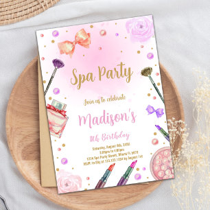 Paarse Spa Birthday Uitnodiging