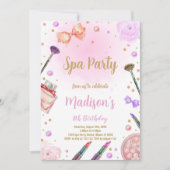 Paarse Spa Birthday Uitnodiging (Voorkant)