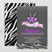 Paarse spa-verjaardagsuitnodiging kaart (Voorkant / Achterkant)