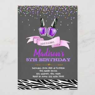 Paarse spa - verjaardagsuitnodiging kaart