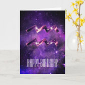 Paarse Space Aquarius Birthday Kaart (Gele Bloem)