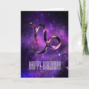 Paarse Space Capricorn Birthday Kaart