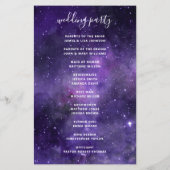 Paarse Space Night Stars Script bruiloft programma (Achterkant)