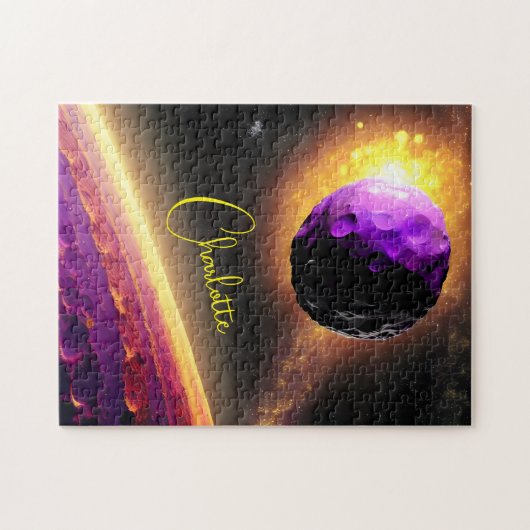 Paarse Space Rock in levendig fantastisch universu Legpuzzel (Horizontaal)