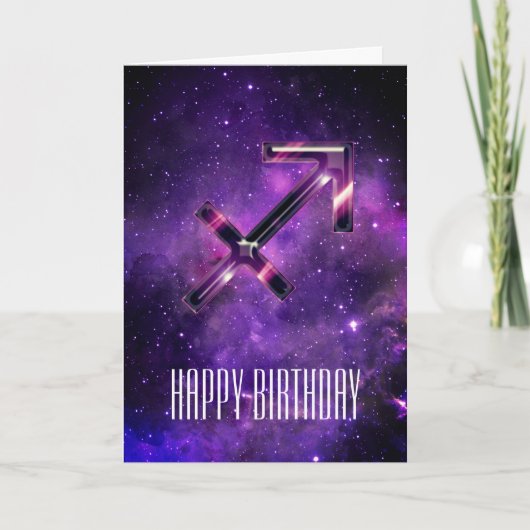 Paarse Space Sagittarius Birthday Kaart (Voorkant)