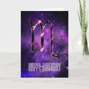 Paarse Space Scorpio Birthday Kaart