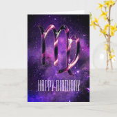 Paarse Space Virgo Birthday Kaart (Gele Bloem)