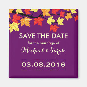 Paarse sparen de Datum Maple Autumn Weduwnet Magneet