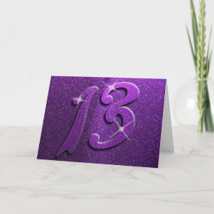 Paarse Sparkle 13th Birthday Wenskaart Kaart