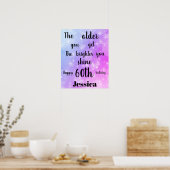  Paarse sparkle 60th Birthday Name Poster (Keuken)