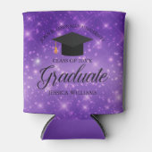 Paarse Sparkle Afstuderen Aangepaste GraduPartij Blikjeskoeler (Voorkant)