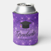 Paarse Sparkle Afstuderen Aangepaste GraduPartij Blikjeskoeler (Blikje Achterkant)