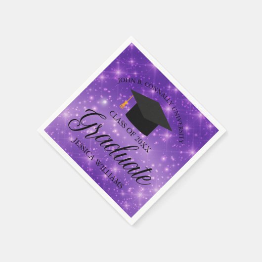 Paarse Sparkle Afstuderen Aangepaste GraduPartij Servet (Hoek)