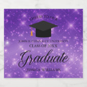 Paarse Sparkle Afstuderen Aangepaste GraduPartij Sparkling Wijnetiket (Enkel label)