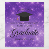 Paarse Sparkle Afstuderen Aangepaste GraduPartij Wijn Etiket (Enkel label)