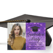 Paarse Sparkle Afstuderen Foto Graduation Party Kaart