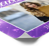 Paarse Sparkle Afstuderen Foto Graduation Party Poster (Hoek)
