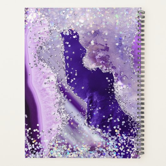 Paarse Sparkle Agaat Monogram Modern Luxury Planner (Achterkant)
