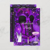 Paarse sparkle Celebration Bachelorette Invite Kaart (Voorkant / Achterkant)