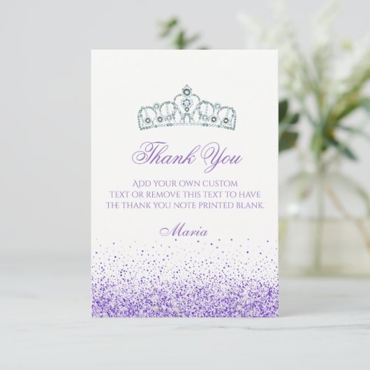 Paarse Sparkle Dank u kaarten (Staand voorkant)