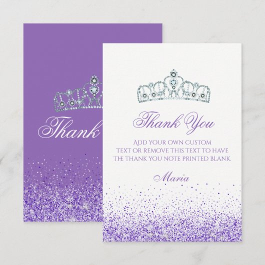 Paarse Sparkle Dank u kaarten (Voorkant / Achterkant)