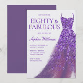 Paarse Sparkle Dress Prachtige 80ste verjaardagsfe Kaart (Voorkant / Achterkant)