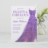 Paarse Sparkle Dress Prachtige 80ste verjaardagsfe Kaart (Staand voorkant)