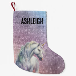 Paarse Sparkle Eenhoorn Naam Kleine Kerstsok