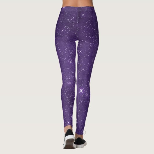 Paarse Sparkle Girly Glam Leggings (Achterkant)