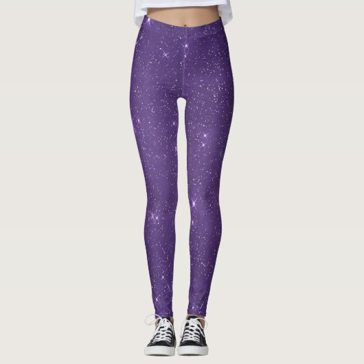 Paarse Sparkle Girly Glam Leggings (Voorkant)