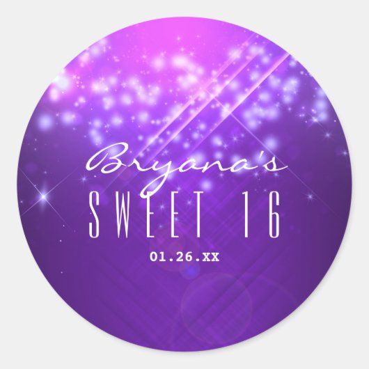 Paarse Sparkle Glam Club Vibe PARTY Stickers (Voorkant)