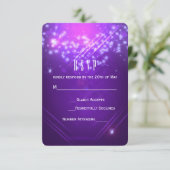 Paarse Sparkle Glamour Club Vibe Party RSVP Card (Staand voorkant)