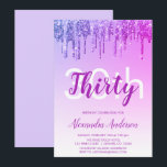 Paarse Sparkle Glitter 30th Birthday Party Kaart<br><div class="desc">Paarse en warme roze sparkle en drift Glitter ombre Girly Birthday Party 30th Birthday Party Invitation. Deze moderne dertigste verjaardag-uitnodiging is perfect voor een glam Sparkle Glitter Girly Party die op stijl wil vieren. Neem contact op met de ontwerper voor overeenkomende aangepaste objecten.</div>